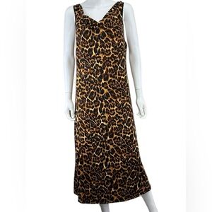 N natori Brown Leopard Print Maxi Dress Size L L0501